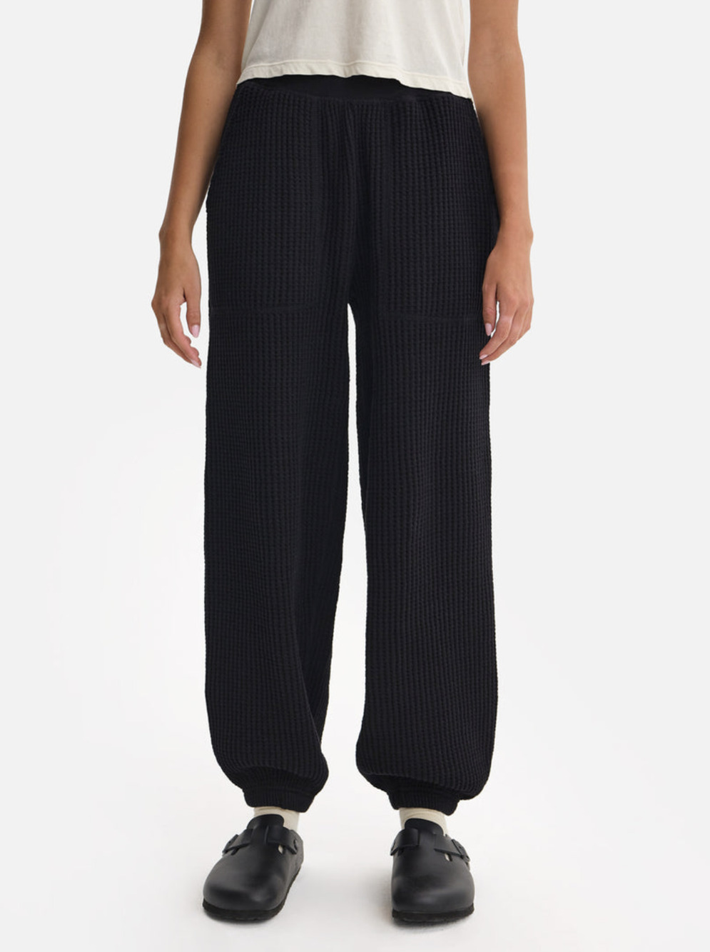 MATE the Label Organic Waffle Sweatpant Jet Black Small Cotton Workout